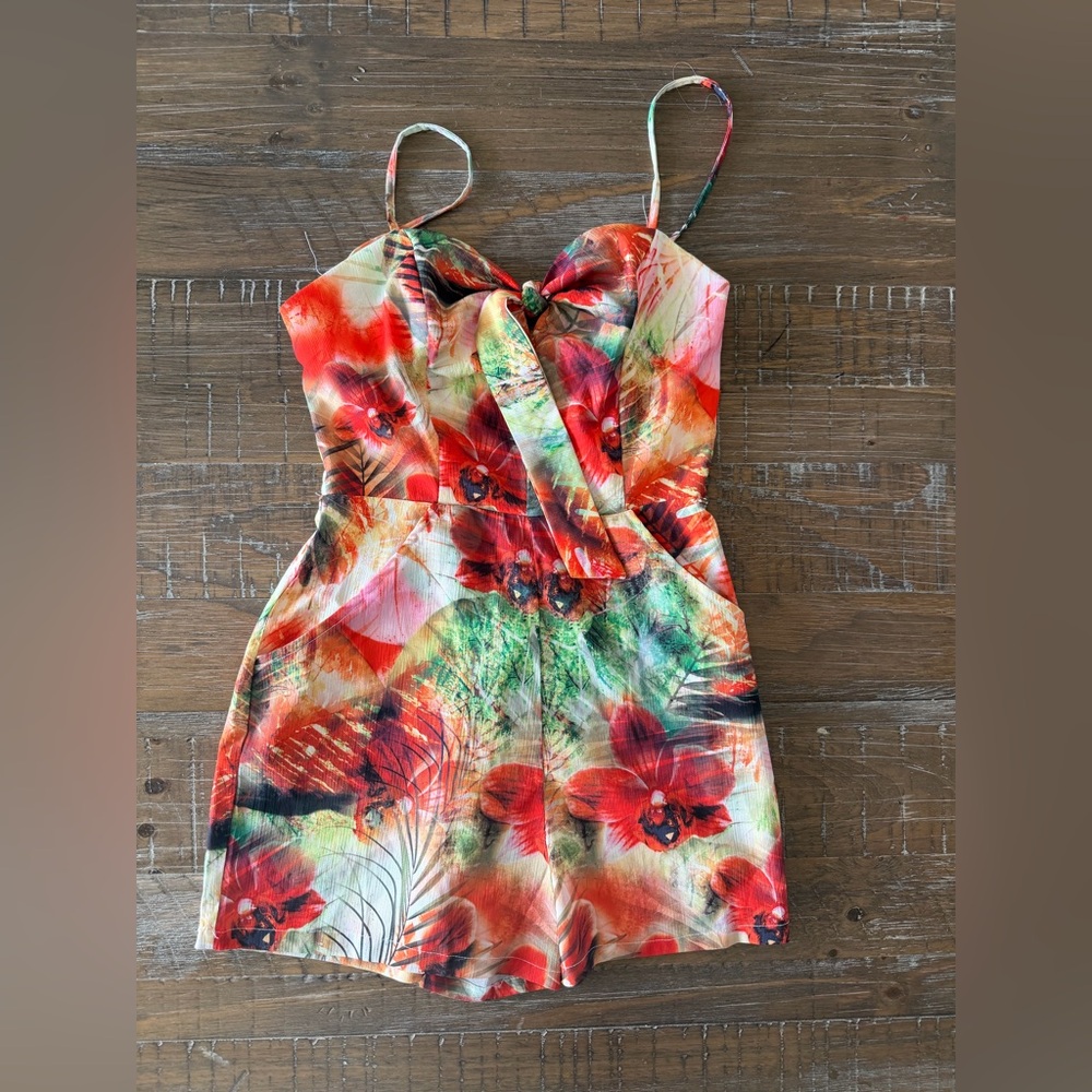 Guess Tropical Floral Romper Tropical Cruise Hawaii Vacation